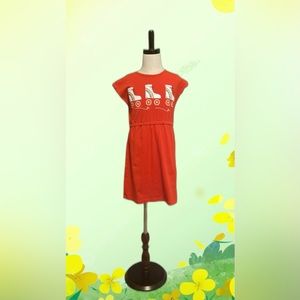 Hanna Andersson Girls Dress Size 8 Red Roller Skates Yellow